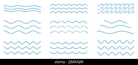 Symbolvektor für Wasserwellen. Line Art Wave Pack Logo. Kann für Ihr Website-Design, Logo, App, UI verwenden. Vektorgrafik, EPS10. Stock Vektor