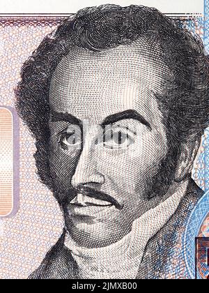 Simon Bolivar Portrait von alten venezolanischen Geld Stockfoto