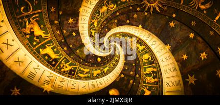 Astrologie und Alchemie Zeichen Hintergrund Illustration Stockfoto