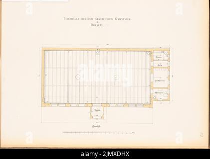 Unbekannter Architekt, König-Wilhelm-Gymnasium in Breslau (ca. 1886): Fitnessstudio: Grundriß. Lithographie auf Papier, 47 x 65,9 cm (einschließlich Scankanten) N.N. : König-Wilhelm-Gymnasium, Breslau Stockfoto