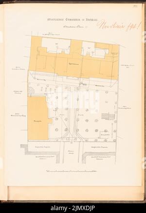 Unbekannter Architekt, König-Wilhelm-Gymnasium in Breslau (ca. 1886): Lageplan. Lithographie auf Papier, 69,7 x 49,9 cm (einschließlich Scankanten) N.N. : König-Wilhelm-Gymnasium, Breslau Stockfoto