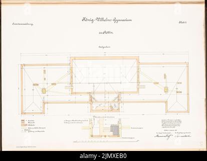 Unbekannter Architekt, König-Wilhelm-Gymnasium in Stettin (ca. 1888/1889): Grundriss DG. Lithographie auf Papier, 50 x 68,7 cm (einschließlich Scankanten) N.N. : König-Wilhelm-Gymnasium, Stettin Stockfoto