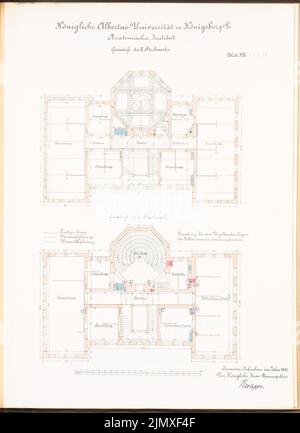 Unbekannter Architekt, Anatomisches Institut der Albertus-Universität Königsberg (ca. 1890): Grundrisse 1. und 2. er. Lithographie auf Papier, 68,9 x 50 cm (einschließlich Scankanten) N.N. : Anatomisches Institut der Albertus-Universität Königsberg Stockfoto