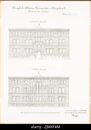 Unbekannter Architekt, anatomisches Institut der Albertus-Universität Königsberg (ca. 1890): Blick nach Süden, von Norden. Lithographie auf Papier, 67,3 x 49,4 cm (einschließlich Scankanten) N.N. : Anatomisches Institut der Albertus-Universität Königsberg Stockfoto