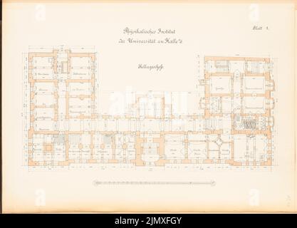 Kilburger Otto, Physikalisches Institut der Martin-Luther-Universität Halle/Saale (1887-1890): Lageplan KG. Lithographie auf Papier, 47,8 x 66,4 cm (inklusive Scankanten) Kilburger Otto : Physikalisches Institut der Martin-Luther-Universität Halle/Saale Stockfoto