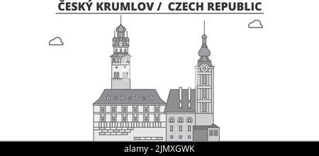 Tschechische Republik, Cesky Krumlov City Skyline isoliert Vektor-Illustration, Symbole Stock Vektor