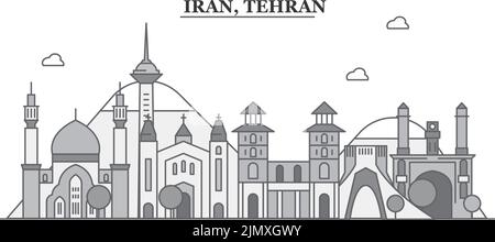 Iran, Skyline von Teheran isolierte Vektorgrafik, Ikonen Stock Vektor