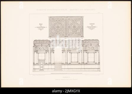 Wollenhaupt Kuno (geb. 1854), Wohnhaus. (Aus Richtung J.C. Raschdorff, Architektur der Renaissance, 1880.) (1880-1880): Innenansicht Haupteingang, Durchgang. Leichter Druck auf Papier, 32,7 x 48,7 cm (einschließlich Scankanten) Wollenhaupt Kuno (geb. 1854): Wohnhaus. (Aus: J.C. Raschdorff, Baukunst der Renaissance, 1880) Stockfoto