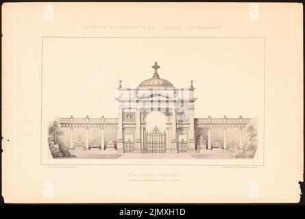 Ahrens Franz, Portal zu einem Campo Santo. (Aus Richtung J.C. Raschdorff, Architektur der Renaissance, 1881.) (1881-1881): Portal Anzeigen. Leichter Druck auf Papier, 32,9 x 48,7 cm (einschließlich Scankanten) Stockfoto