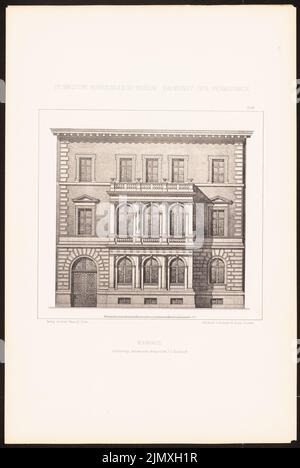 Wollenhaupt Kuno (geb. 1854), Wohnhaus. (Aus Richtung J.C. Raschdorff, Architektur der Renaissance, 1880.) (1880-1880): Ansicht. Leichter Druck auf Papier, 49,1 x 32,8 cm (einschließlich Scankanten) Wollenhaupt Kuno (geb. 1854): Wohnhaus. (Aus: J.C. Raschdorff, Baukunst der Renaissance, 1880) Stockfoto