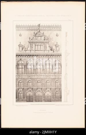 Stever Hans, Rathaus. (Aus Richtung J.C. Raschdorff, Architektur der Renaissance, 1880.) (1880-1880): Ansicht, Querschnittsfassade. Leichter Druck auf Papier, 49,1 x 32,6 cm (inklusive Scankanten) Stever Hans : Rathaus. (Aus: J.C. Raschdorff, Baukunst der Renaissance, 1880) Stockfoto