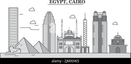 Ägypten, Kairo City Skyline isoliert Vektor Illustration, Symbole Stock Vektor