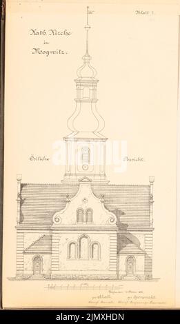 Unbekannter Architekt, katholische Kirche in Mogwitz (ca. 1892): Ostansicht 1: 100. Lithographie auf Papier, 48,1 x 27,9 cm (einschließlich Scankanten) Stockfoto