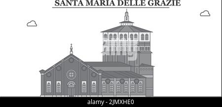 Italien, Santa Maria Delle Grazie City Skyline isoliert Vektor Illustration, Ikonen Stock Vektor