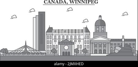 Kanada, Skyline von der Stadt in Winnipeg, isolierte Vektorgrafik, Symbole Stock Vektor