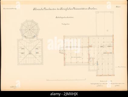 Diestel Georg (1854-1926), Universität, Breslau. Medizinische Institute in der Maxstraße. Pathologisches Institut (1890-1892): Lageplan DG 1: 100. Lithographie auf Papier, 48,8 x 68,9 cm (einschließlich Scankanten) Stockfoto