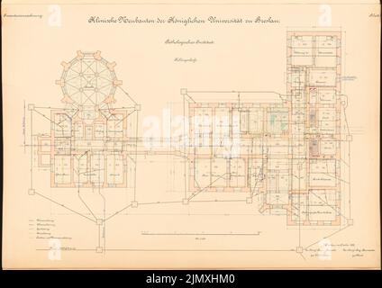 Diestel Georg (1854-1926), Universität, Breslau. Medizinische Institute in der Maxstraße. Pathologisches Institut (1890-1892): Lageplan KG 1: 100. Lithographie auf Papier, 48,6 x 68,7 cm (einschließlich Scankanten) Stockfoto