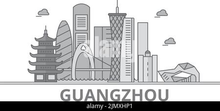 China, Guangzhou City Skyline isoliert Vektor Illustration, Symbole Stock Vektor