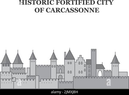 Frankreich, Carcassonne Landmark Skyline isolierte Vektor-Illustration, Symbole Stock Vektor