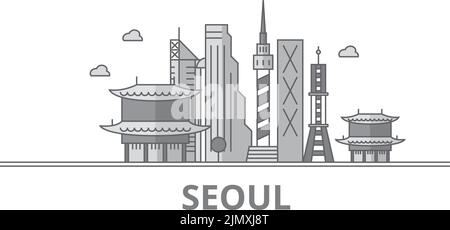 Korea, Seoul City Skyline isolierte Vektorgrafik, Symbole Stock Vektor