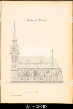 Unbekannter Architekt, Kirche in Virchow (ca. 1893/1894): Südansicht 1: 100. Lithographie auf Papier, 68,9 x 48,3 cm (einschließlich Scankanten) Stockfoto