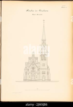 Unbekannter Architekt, Kirche in Virchow (ca. 1893/1894): Westansicht 1: 100. Lithographie auf Papier, 68,9 x 48,9 cm (einschließlich Scankanten) Stockfoto