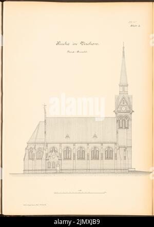 Unbekannter Architekt, Kirche in Virchow (ca. 1893/1894): Nordansicht 1: 100. Lithographie auf Papier, 68,9 x 48,9 cm (einschließlich Scankanten) Stockfoto