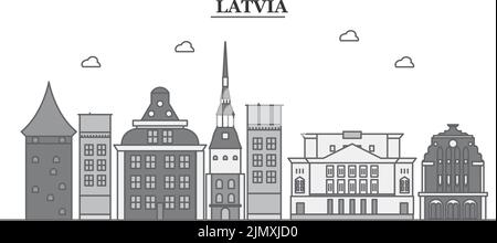 Lettland Stadt Skyline isoliert Vektor-Illustration, Symbole Stock Vektor