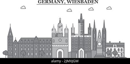 Deutschland, Wiesbaden City Skyline isoliert Vektor-Illustration, Symbole Stock Vektor