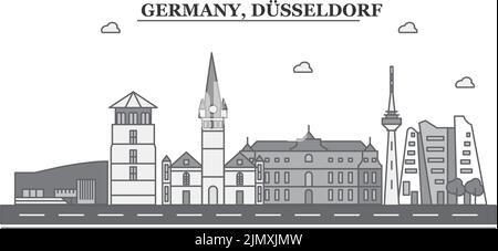 Deutschland, Skyline Düsseldorf isolierte Vektorgrafik, Ikonen Stock Vektor