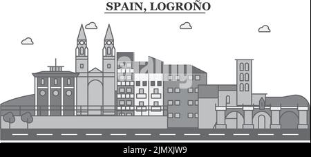 Spanien, Logrono City Skyline isoliert Vektor-Illustration, Symbole Stock Vektor