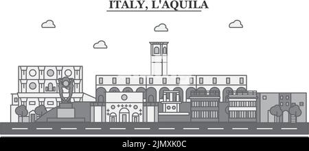 Italien, L'aquila City Skyline isoliert Vektor Illustration, Symbole Stock Vektor