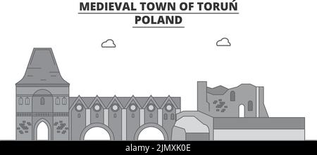 Polen, Torun City Skyline isoliert Vektor-Illustration, Symbole Stock Vektor