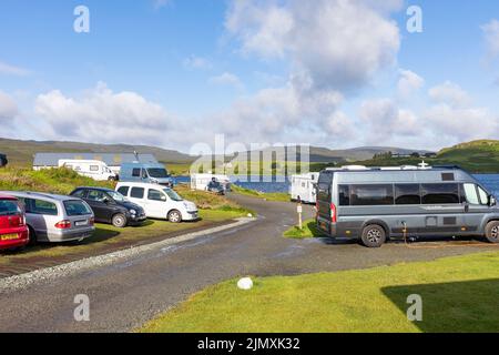 Auto Trail V Line Wohnmobil-Wohnmobil geparkt am Kinloch Wohnmobil- und Wohnwagenpark, Dunvegan, Isle of Skye, Schottland, UK Sommer 2022 Stockfoto