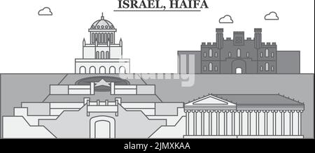 Israel, Haifa Stadt Skyline isoliert Vektor Illustration, Ikonen Stock Vektor