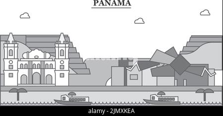 Panama City Skyline isoliert Vektor-Illustration, Symbole Stock Vektor