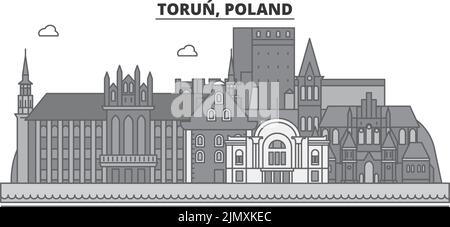 Polen, Skyline von Torun isolierte Vektorgrafik, Ikonen Stock Vektor