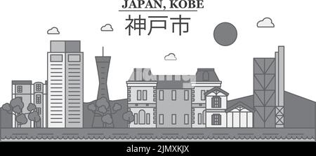 Japan, Kobe City Skyline isoliert Vektor Illustration, Symbole Stock Vektor