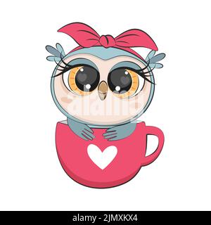 Niedliche Cartoon-Eule. Lustige Vögel. Stock Vektor