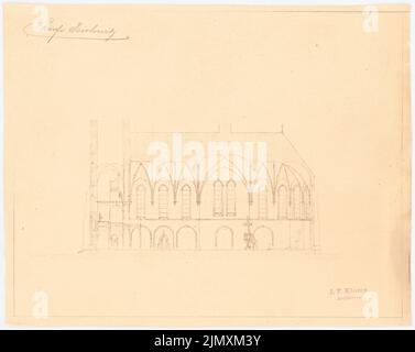 Klomp Johannes Franziskus (1865-1946), Katholische Kirche, Seichwitz (1910-1910): Längsschnitt durch die Kirche. Leichter Bruch auf Papier, 30,7 x 38,6 cm (einschließlich Scankanten) Stockfoto
