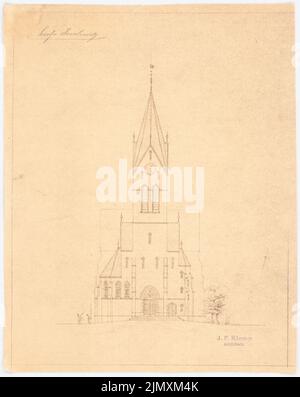Klomp Johannes Franziskus (1865-1946), Katholische Kirche, Seichwitz (1910-1910): Westansicht der Kirche (Variante). Leichter Bruch auf Papier, 38,7 x 30,8 cm (einschließlich Scankanten) Stockfoto