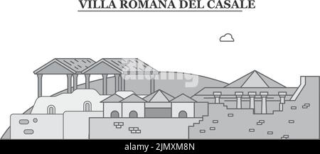 Italien, Villa Romana Del Casale City Skyline isoliert Vektor-Illustration, Symbole Stock Vektor