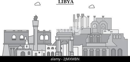 Libysche Stadt Skyline isoliert Vektor-Illustration, Symbole Stock Vektor