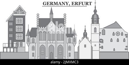 Deutschland, Erfurt City Skyline isoliert Vektor-Illustration, Symbole Stock Vektor