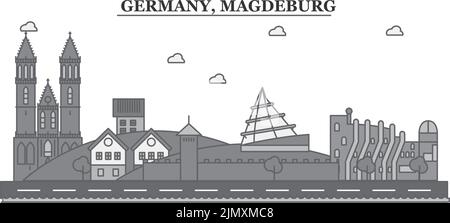Deutschland, Magdeburger Skyline isolierte Vektorgrafik, Ikonen Stock Vektor
