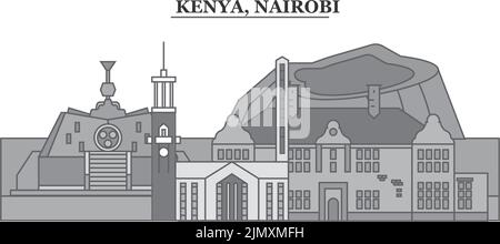 Kenia, Skyline von Nairobi isolierte Vektorgrafik, Ikonen Stock Vektor