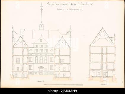 Unbekannter Architekt, Regierungsgebäude in Hildesheim (ca. 1895/1896): Schnitte. Lithographie auf Papier, 48,4 x 68 cm (einschließlich Scankanten) Stockfoto