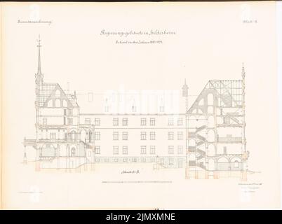 Unbekannter Architekt, Regierungsgebäude in Hildesheim (ca. 1895/1896): Schnitt. Lithographie auf Papier, 64 x 85,7 cm (einschließlich Scankanten) Stockfoto