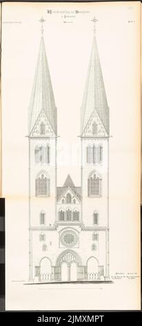 Unbekannter Architekt, Dom in Halberstadt. Restaurierung der Türme (1896): Westansicht. Lithographie auf Papier, 105,9 x 48,4 cm (einschließlich Scankanten) Stockfoto
