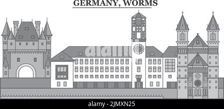 Deutschland, Worms City Skyline isolierte Vektorgrafik, Ikonen Stock Vektor